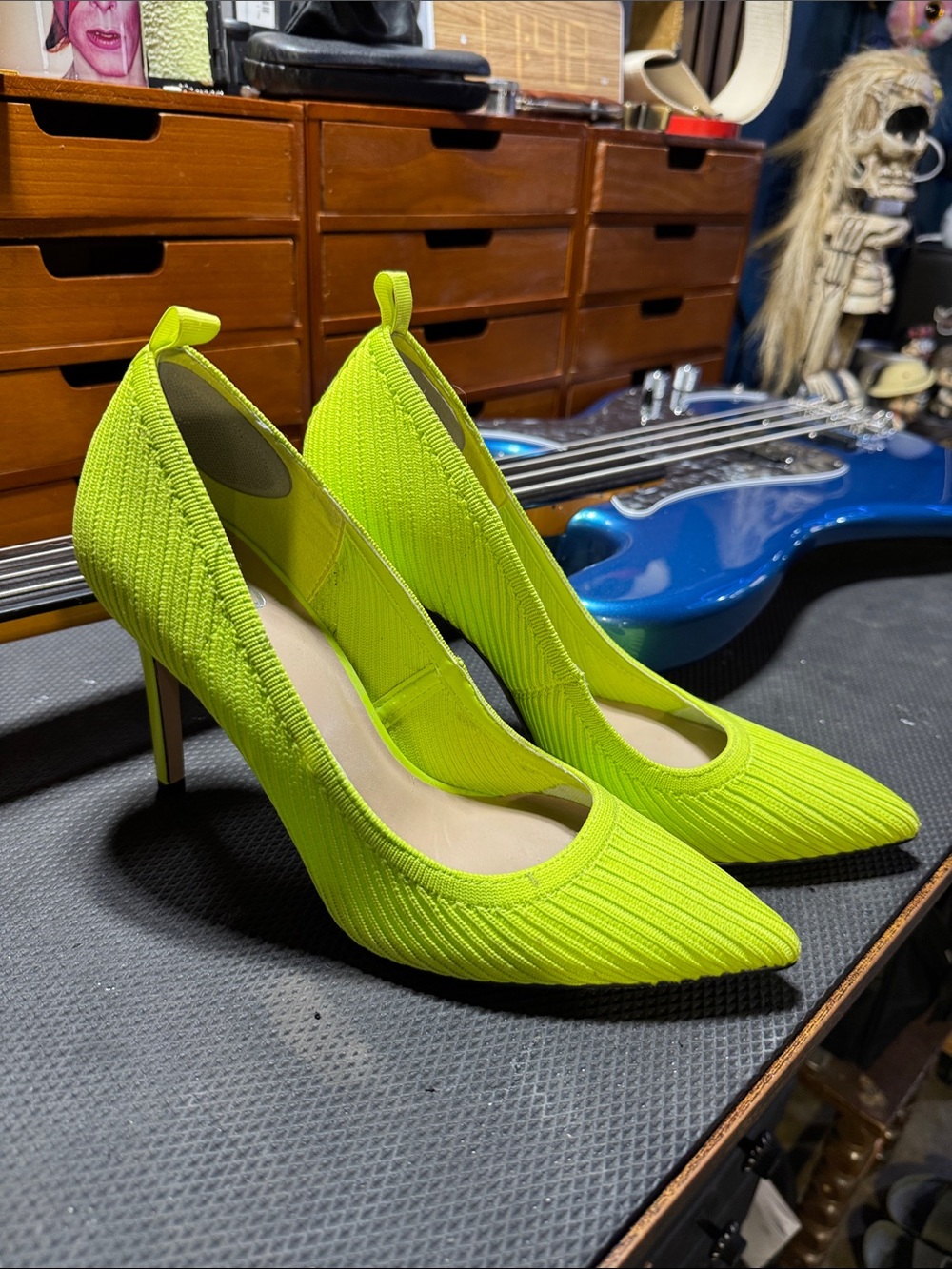 Mix No. 6 Neon Lime Pointed Toe Stiletto Pumps
